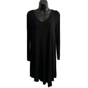 Dearcase Large black long sleeve asymmetrical tunic dress